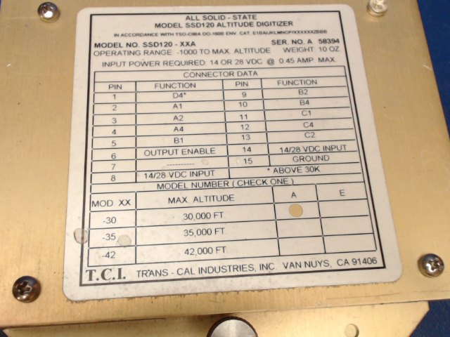 TCI SSD120-30A Altitude Digitizer Encoder SSD120-30A